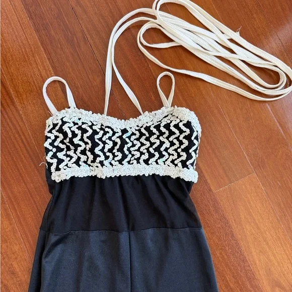 Curtain Call Dance Costumes wide leg jumpsuit Black / White Size Child Large